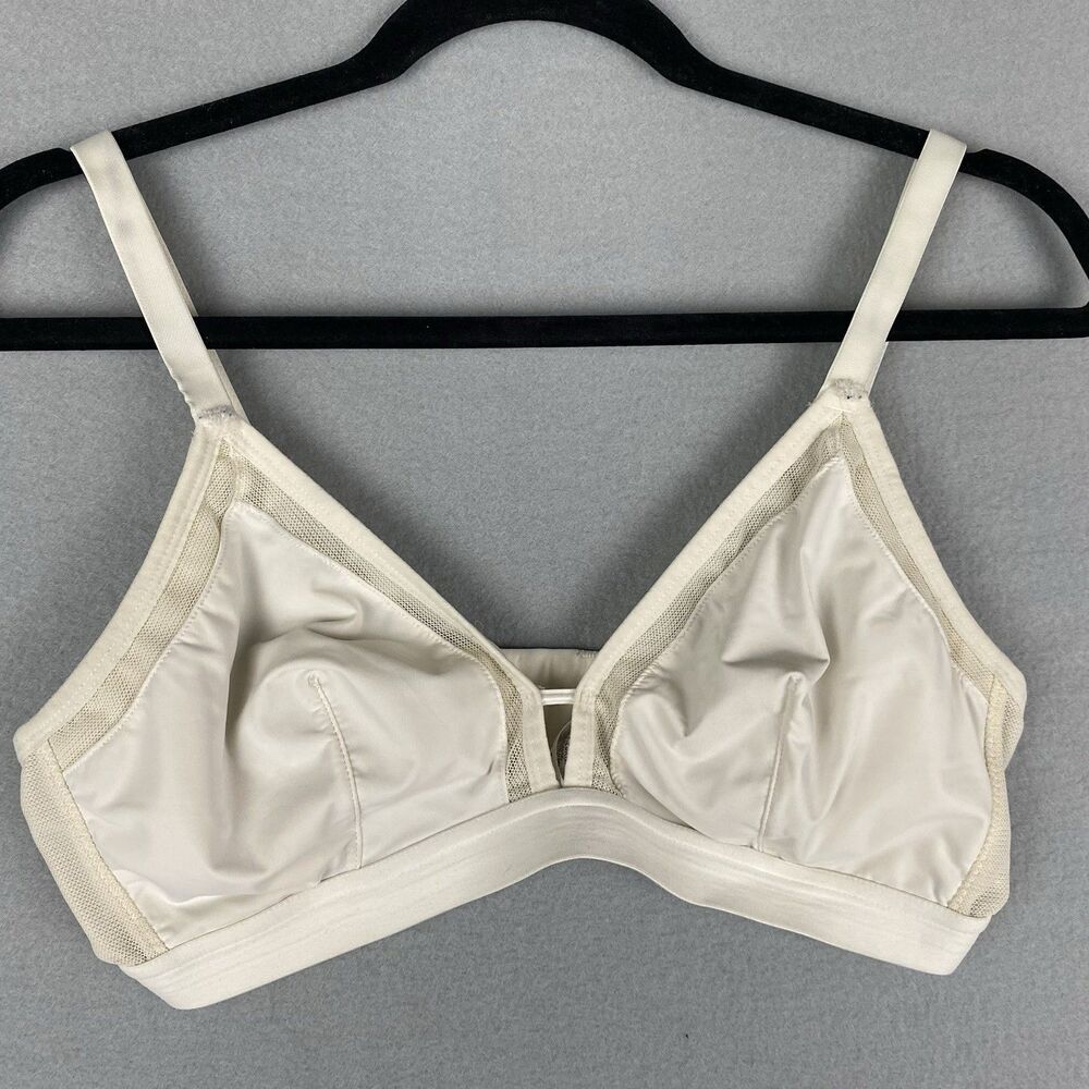 blake & co. Mesh Trim Triangle Unlined Bralette Bra Womens XL Cream Ivory